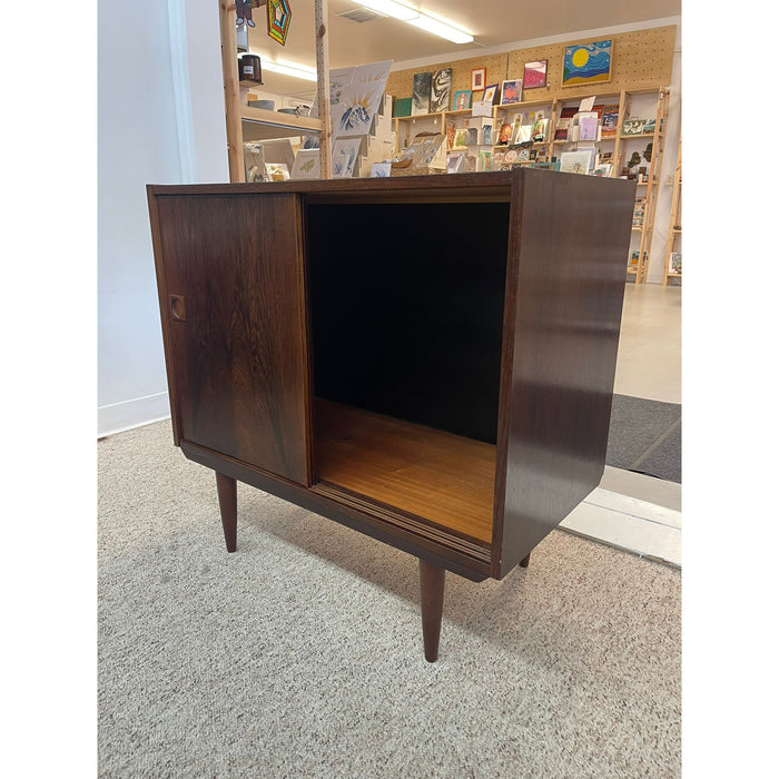 Vintage Imported Mid Century Danish Modern Rosewood Toned Cabinet.