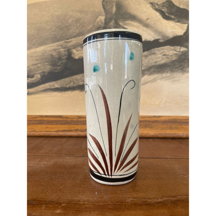Vintage Ken Edwards Style Vase With Yellow Floral and Bird Motif