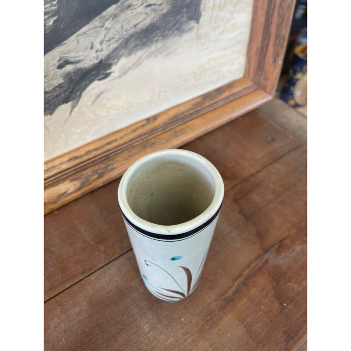 Vintage Ken Edwards Style Vase With Yellow Floral and Bird Motif