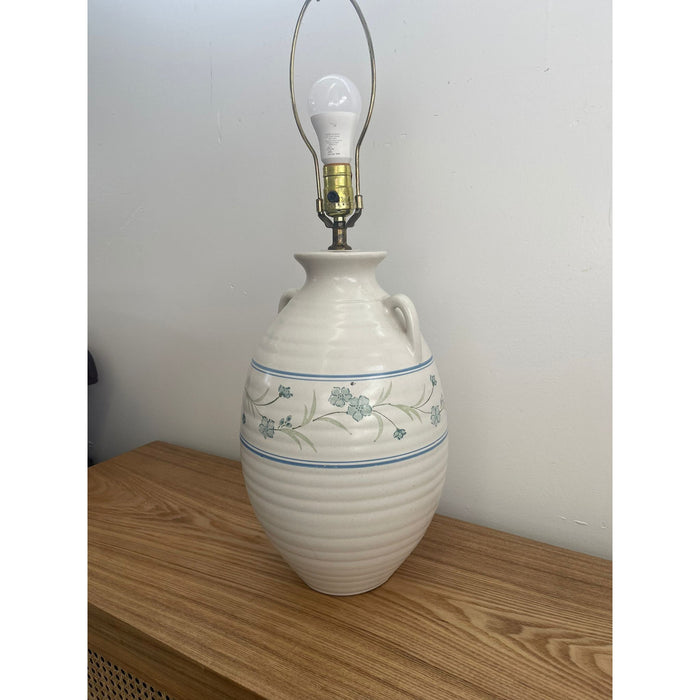 Vintage Lamp With Ceramic Vase Base and Floral Motif.