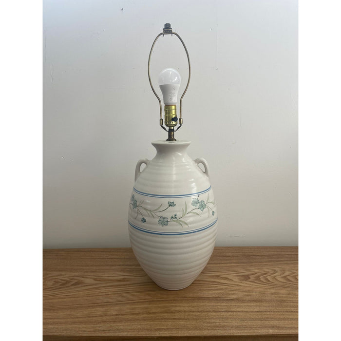 Vintage Lamp With Ceramic Vase Base and Floral Motif.