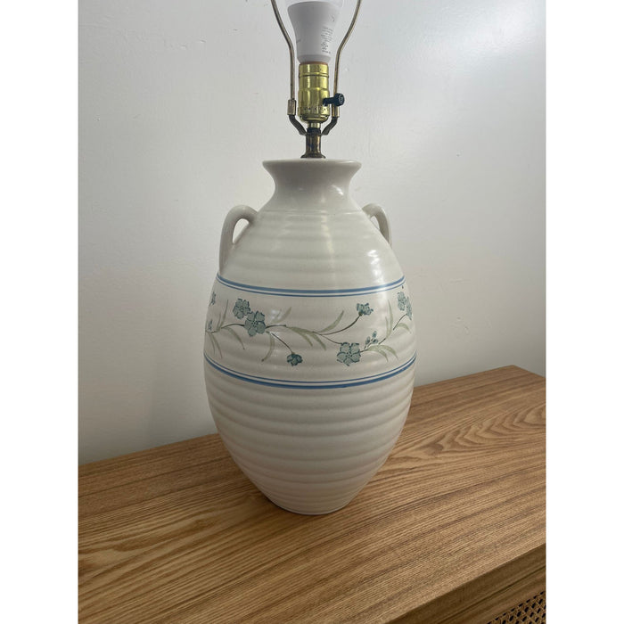 Vintage Lamp With Ceramic Vase Base and Floral Motif.