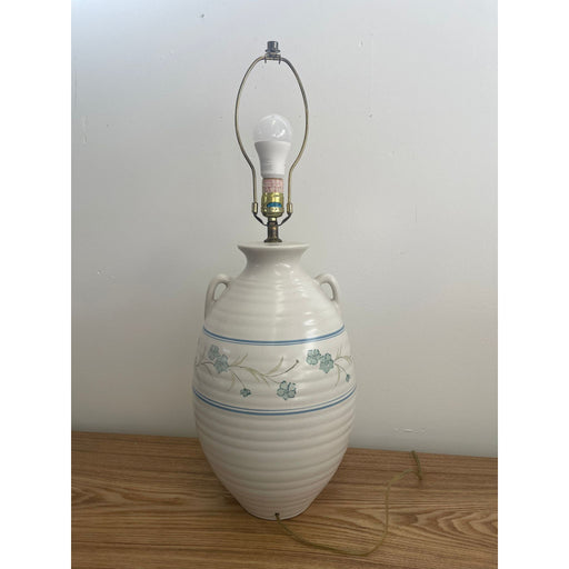 Vintage Lamp With Ceramic Vase Base and Floral Motif.