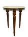 Vintage Marble Top Side Table Stand with Brass Finished Trim and Fluted Tapered Legs