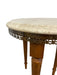 Vintage Marble Top Side Table Stand with Brass Finished Trim and Fluted Tapered Legs