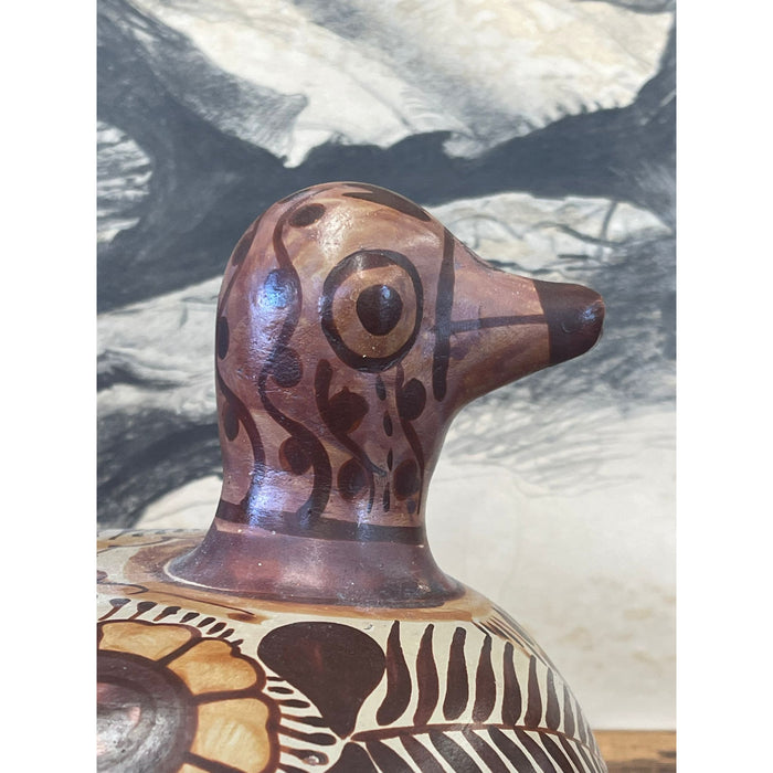 Vintage Mexican Tonala Floral Duck Shaped Pitcher and Cup