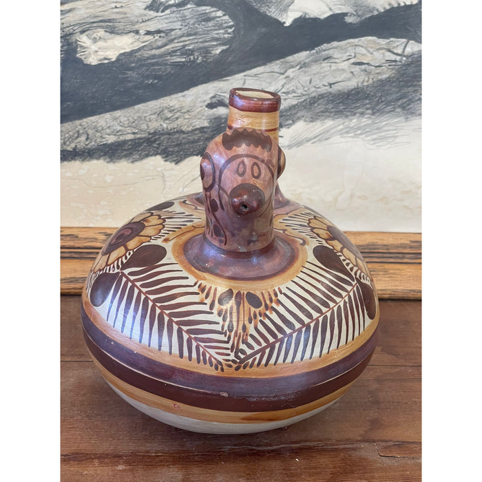 Vintage Mexican Tonala Floral Duck Shaped Pitcher and Cup