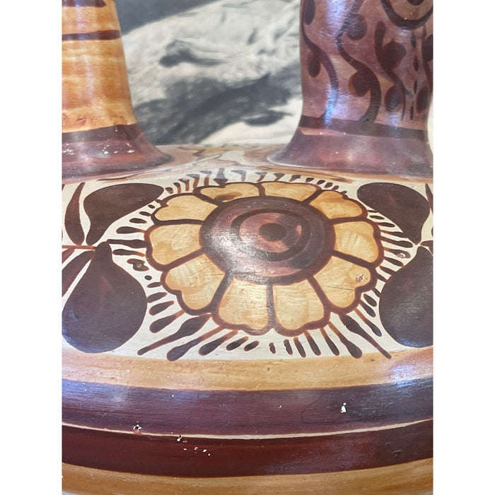 Vintage Mexican Tonala Floral Duck Shaped Pitcher and Cup