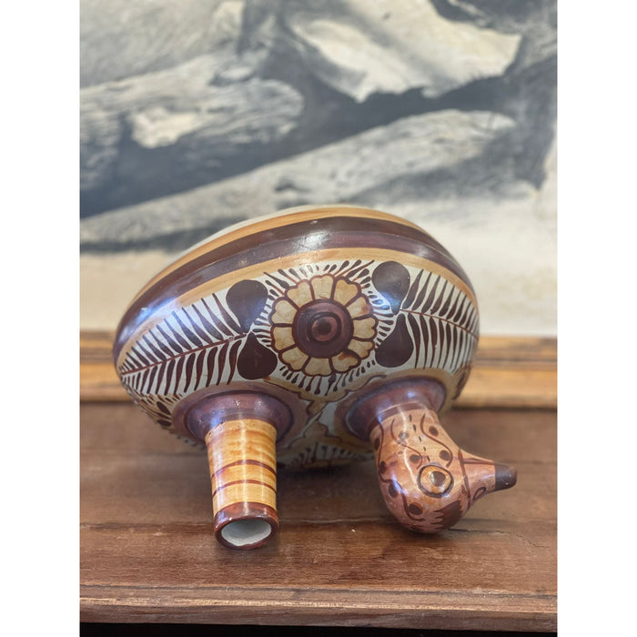 Vintage Mexican Tonala Floral Duck Shaped Pitcher and Cup