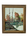 Vintage Mid-Century Impressionist Likely Oil Painting of Autumn Landscape with Lake and Birch Trees