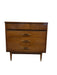 Vintage Mid Century Modern 3-Drawer Walnut Dreser with Original Handles & Brass Finished Metal Capped Tapered Legs