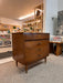 Vintage Mid Century Modern 3-Drawer Walnut Dreser with Original Handles & Brass Finished Metal Capped Tapered Legs