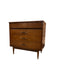 Vintage Mid Century Modern 3-Drawer Walnut Dreser with Original Handles & Brass Finished Metal Capped Tapered Legs