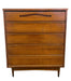 Vintage Mid Century Modern 5-Drawer Dresser with Sculpted Pulls and Dovetail Joinery