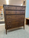 Vintage Mid Century Modern 5 Drawer Walnut Wood Dresser by Broyhill with Signature Star Inlays