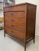 Vintage Mid Century Modern 5 Drawer walnut toned Dresser