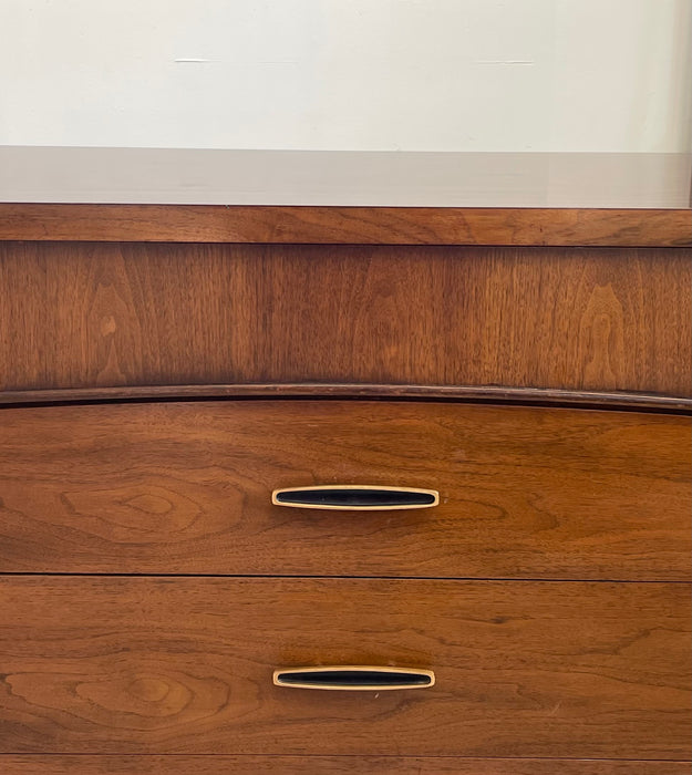 Vintage Mid Century Modern 5 Drawer walnut toned Dresser