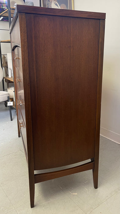 Vintage Mid Century Modern 5 Drawer walnut toned Dresser