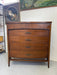 Vintage Mid Century Modern 5 Drawer walnut toned Dresser