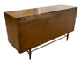 Vintage Mid-Century Modern 6-Drawer Walnut Dresser with Brass Toned Hardware