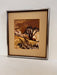 Vintage Mid Century Modern Batik Style Abstract Framed Painting Landscape