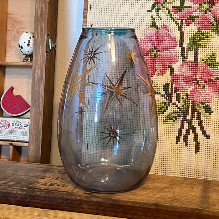 Vintage Mid Century Modern Blue Hand Blown Glass Atomic stars.possibly Bartlett and Collins.( online purchase only)