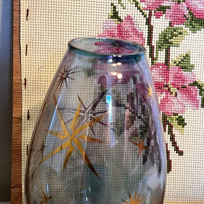 Vintage Mid Century Modern Blue Hand Blown Glass Atomic stars.possibly Bartlett and Collins.( online purchase only)