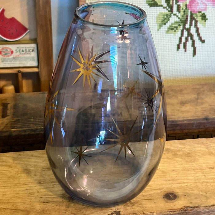 Vintage Mid Century Modern Blue Hand Blown Glass Atomic stars.possibly Bartlett and Collins.( online purchase only)