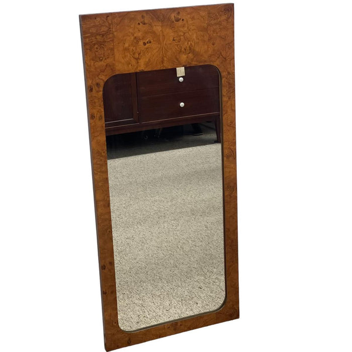 Vintage Mid Century Modern Burl Wood Wall Mirror by Milo Baughman for Lane, 1970s