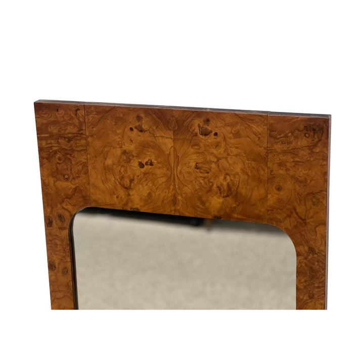 Vintage Mid Century Modern Burl Wood Wall Mirror by Milo Baughman for Lane, 1970s