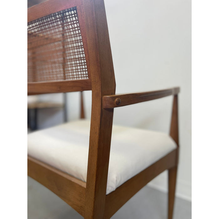 Vintage Mid Century Modern Chair With Rattan Backing