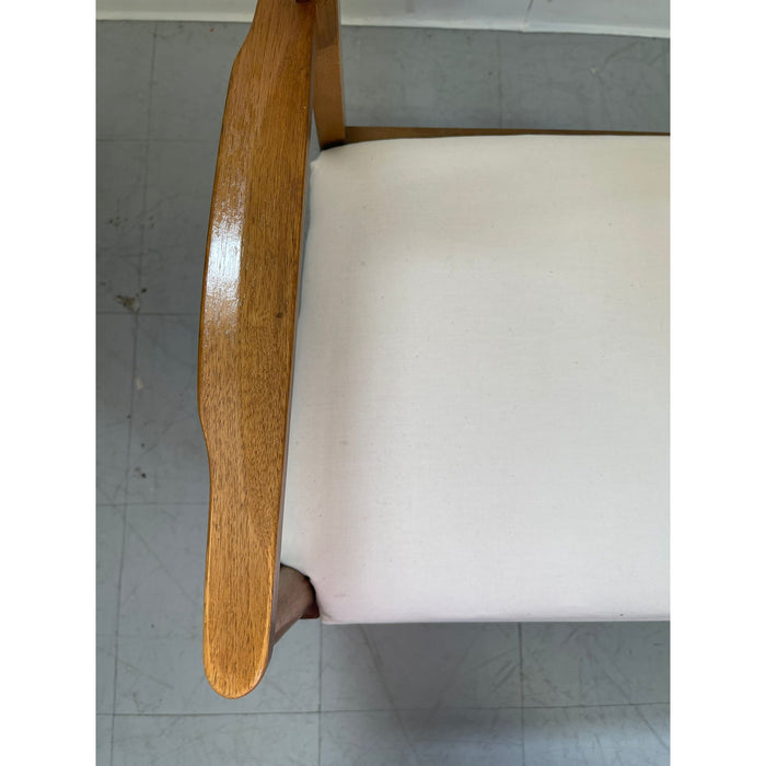 Vintage Mid Century Modern Chair With Rattan Backing