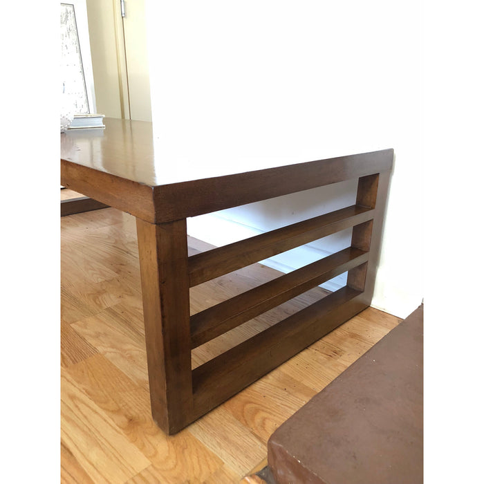 Vintage Mid Century Modern Combed Oak Table Stand or Bench Manufacturer by Red Lion Co