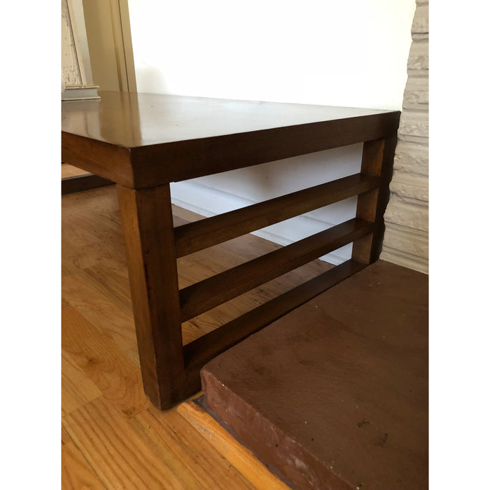 Vintage Mid Century Modern Combed Oak Table Stand or Bench Manufacturer by Red Lion Co