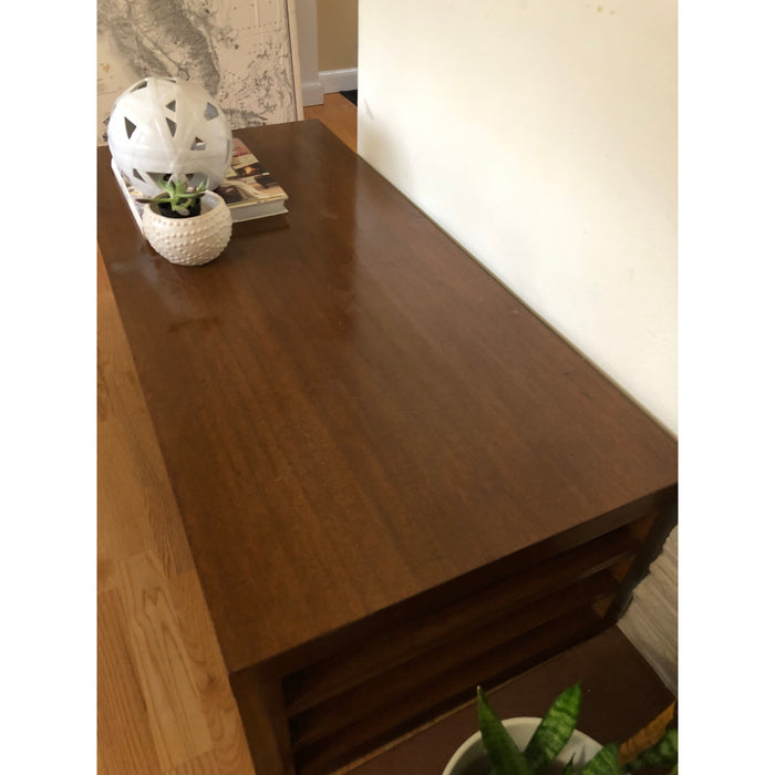 Vintage Mid Century Modern Combed Oak Table Stand or Bench Manufacturer by Red Lion Co