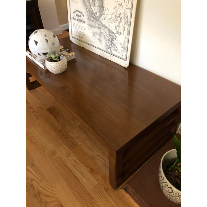 Vintage Mid Century Modern Combed Oak Table Stand or Bench Manufacturer by Red Lion Co