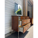 Vintage Mid Century Modern Dresser By Raymond Loewy For Hill Rom Walnut With Casters (Available for Online Purchase Only)