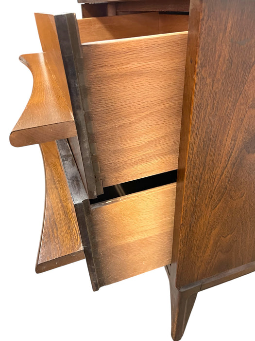 Vintage Mid Century Modern Dresser and Side Table Set Dovetailed Drawers