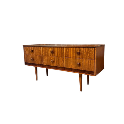 Vintage Mid Century Modern Figured Wood TV Media Console or Credenza or Accent Storage Cabinet UK Import