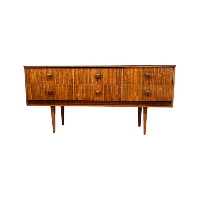 Vintage Mid Century Modern Figured Wood TV Media Console or Credenza or Accent Storage Cabinet UK Import