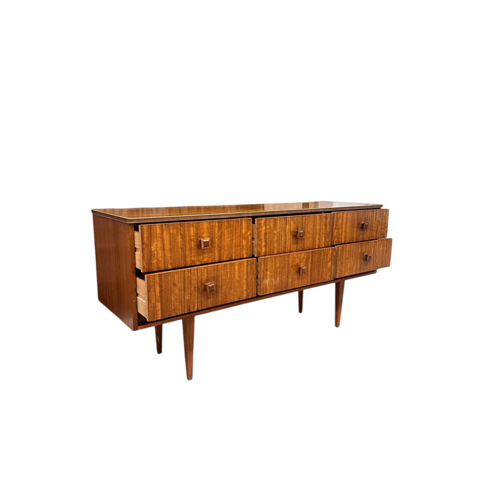Vintage Mid Century Modern Figured Wood TV Media Console or Credenza or Accent Storage Cabinet UK Import