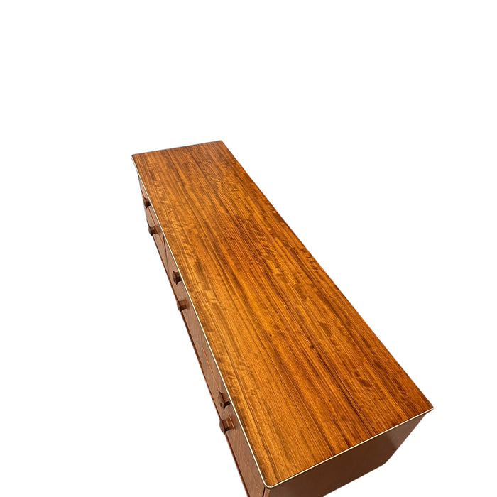 Vintage Mid Century Modern Figured Wood TV Media Console or Credenza or Accent Storage Cabinet UK Import