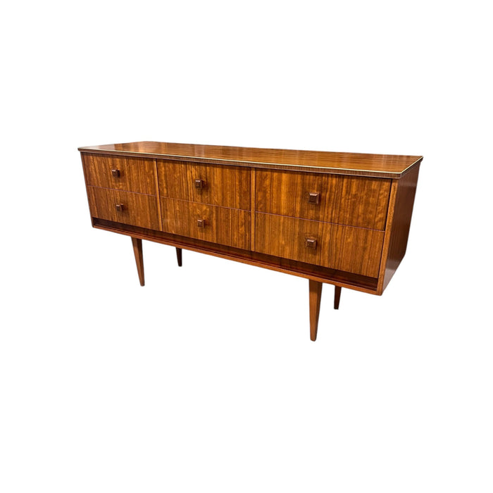 Vintage Mid Century Modern Figured Wood TV Media Console or Credenza or Accent Storage Cabinet UK Import