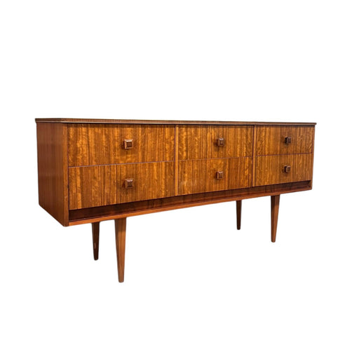 Vintage Mid Century Modern Figured Wood TV Media Console or Credenza or Accent Storage Cabinet UK Import