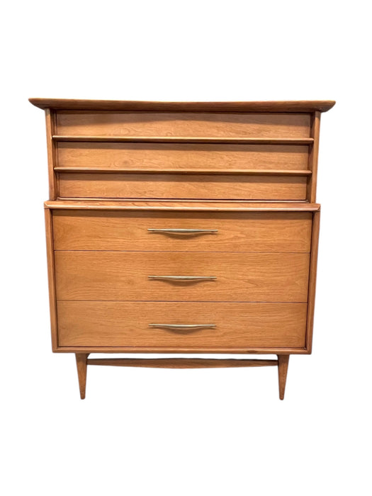 Vintage Mid Century Modern Five Drawer Solid Walnut Dresser by Kent Coffey Foreteller Line