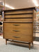 Vintage Mid Century Modern Five Drawer Solid Walnut Dresser by Kent Coffey Foreteller Line