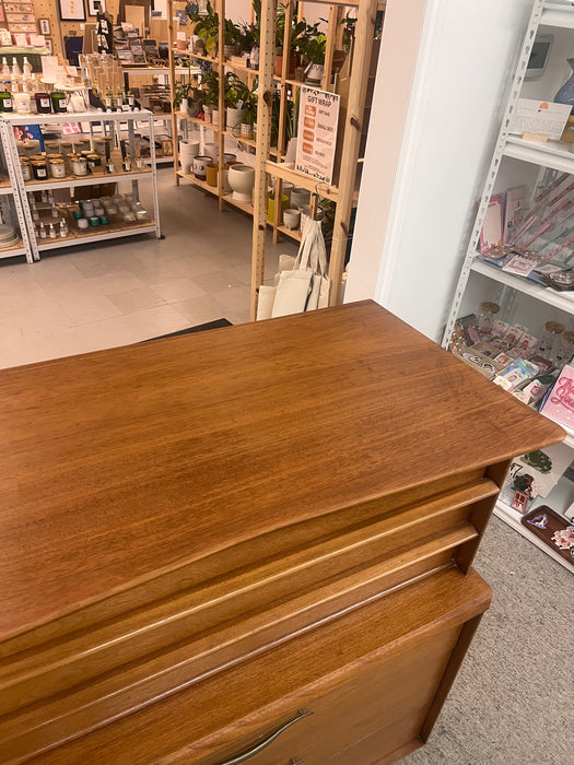 Vintage Mid Century Modern Five Drawer Solid Walnut Dresser by Kent Coffey Foreteller Line