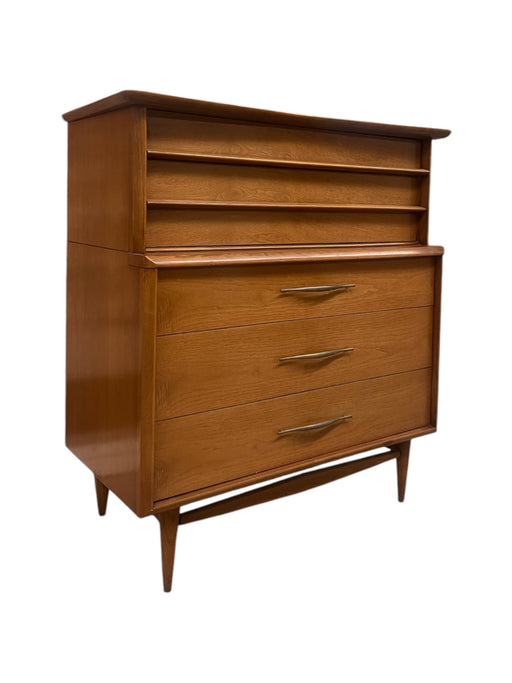 Vintage Mid Century Modern Five Drawer Solid Walnut Dresser by Kent Coffey Foreteller Line