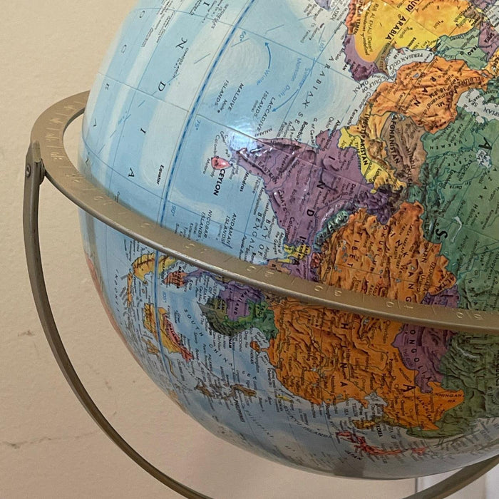 Vintage Mid Century Modern Globe Stand Decor Retro Wood Petal Map World Seattle Deco(Online purchase only)