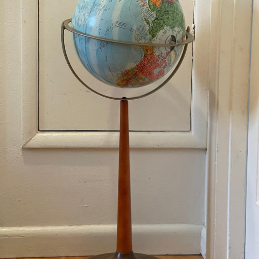 Vintage Mid Century Modern Globe Stand Decor Retro Wood Petal Map World Seattle Deco(Online purchase only)